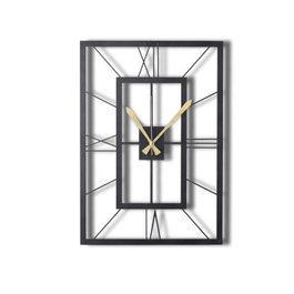 Wallity November Reloj de pared decorativo de metal Negro